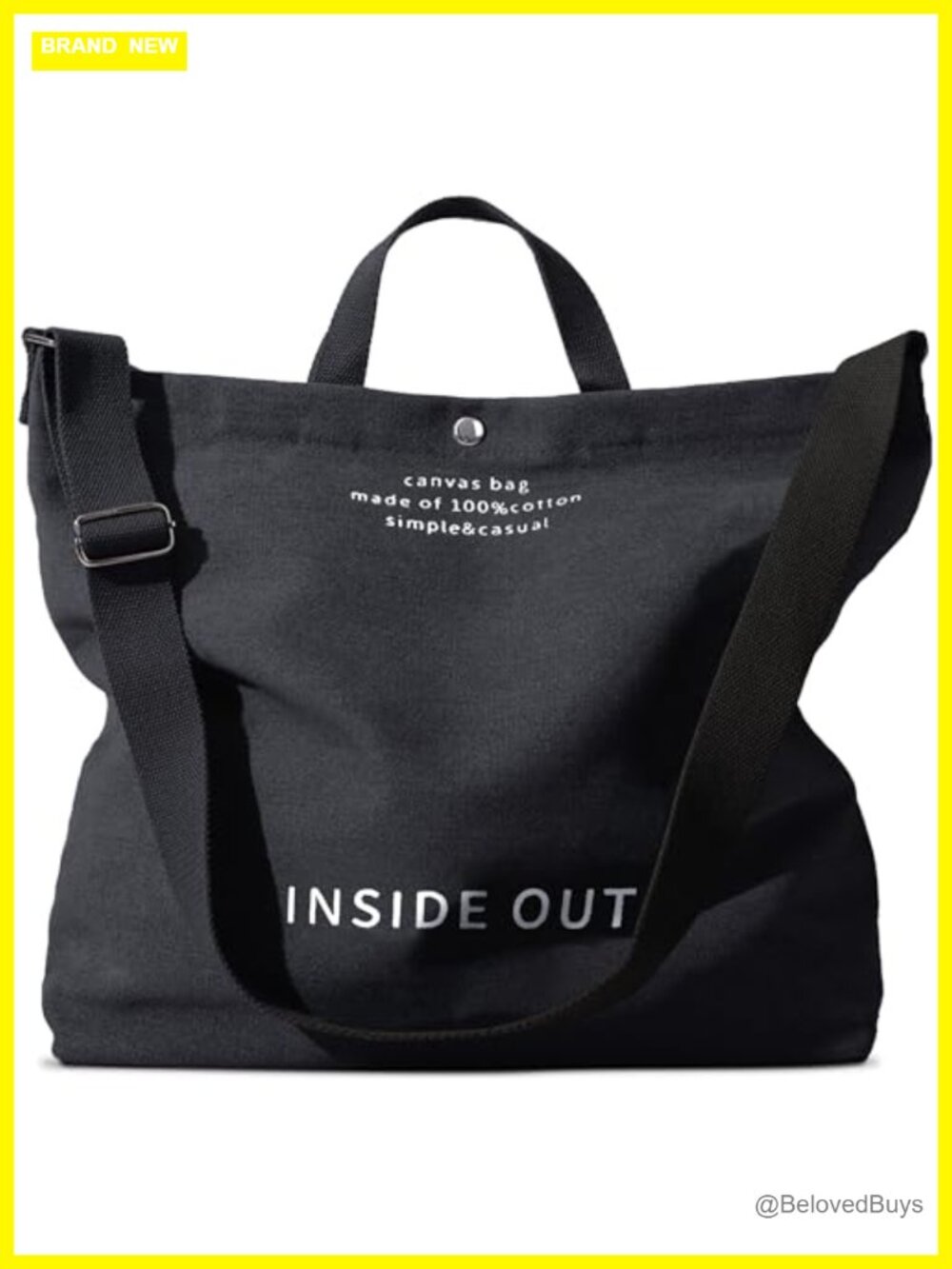 Large Canvas Tote Bag Crossbody 16oz Cotton Adjustable Shoulder